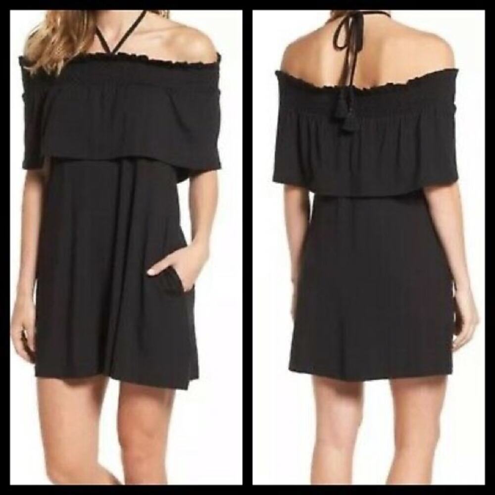 Rebecca Minkoff | Black Ghiradelle Off Shoulder Dress Summer Swim Ruffle Medium